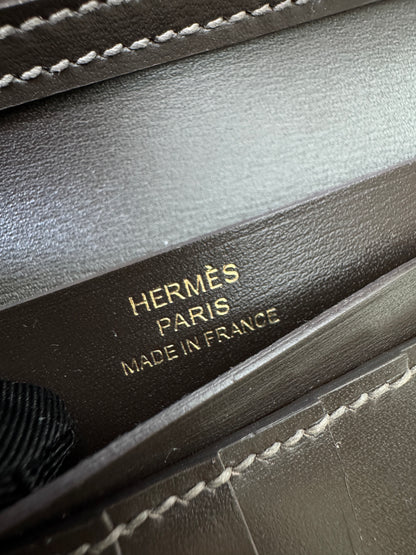 HERMES Bearn Compact Wallet 烏木色Box皮 Ebene GHW