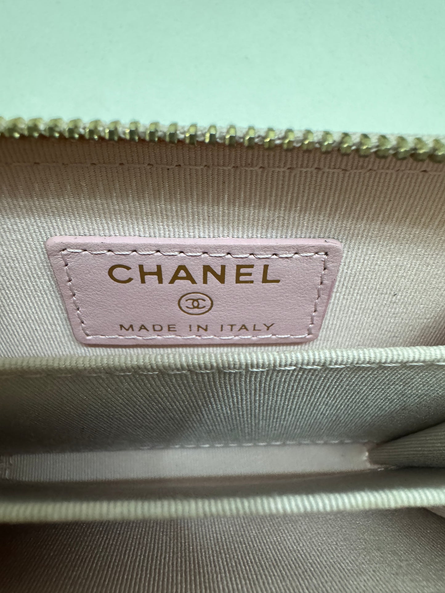 CHANEL Cardholder 拉鍊零錢包 24P櫻花粉