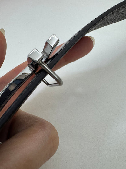 HERMES H au Carre 32mm 雙面皮帶 黑色拼烏木色