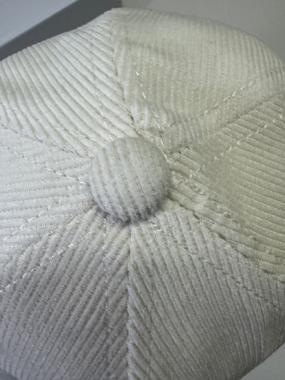 CELINE 凱旋門鴨舌帽 燈芯絨白色