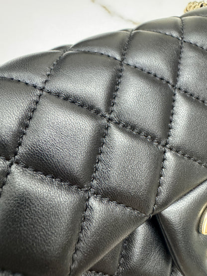 CHANEL 25K亮面淺金球 Mini CF20 Pearl Crush