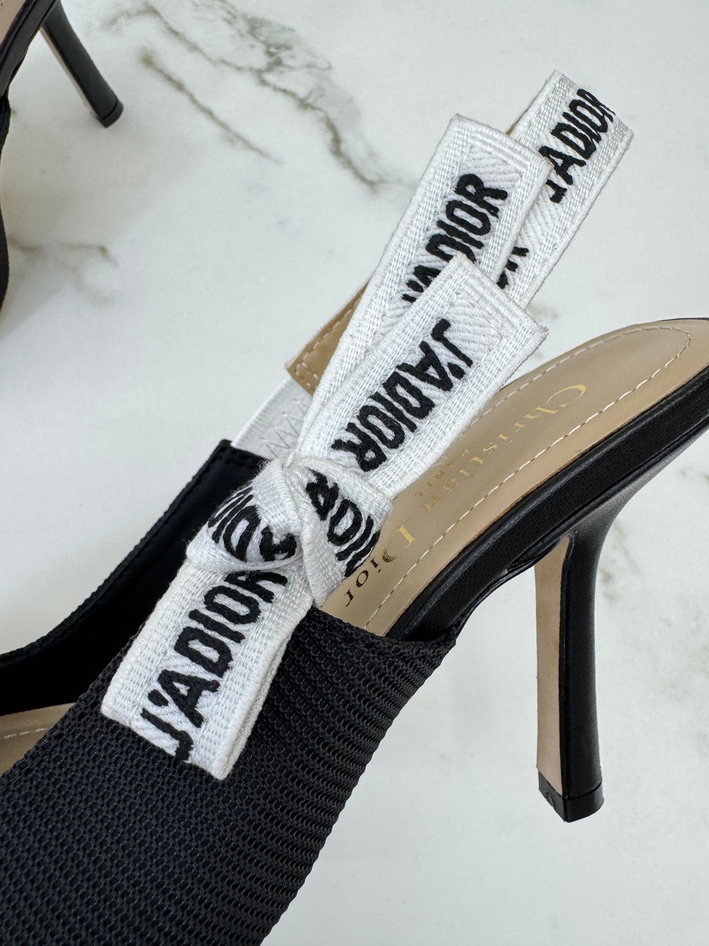 DIOR J'adior Slingback 黑色科技布 10cm