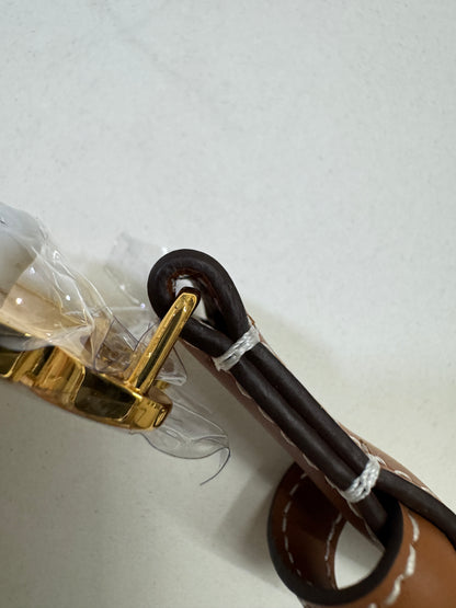 CELINE Triomphe 凱旋門皮帶1.8cm 金扣 棕色