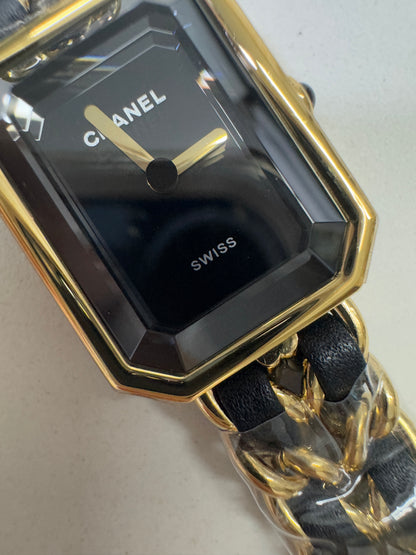 CHANEL Premier 小方糖黑金手錶