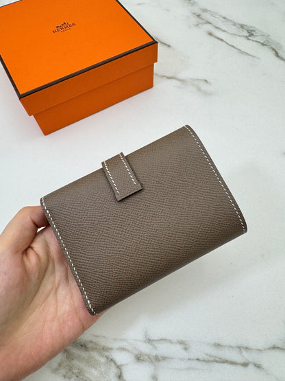 HERMES Bearn Wallet 三摺錢包 大象灰銀扣