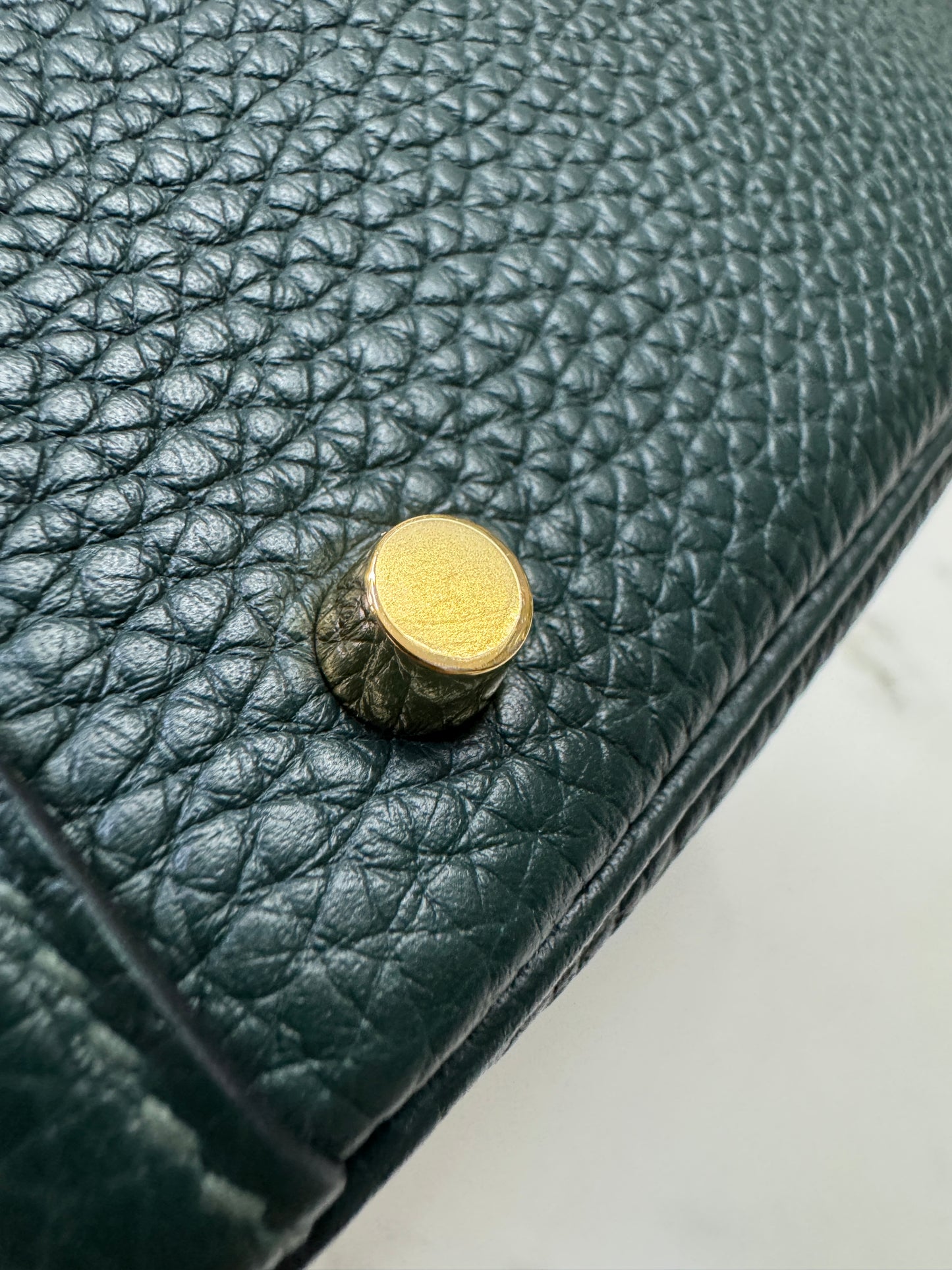 HERMES Mini Lindy II 深綠色 金扣 67 Vert Fonce TC GHW