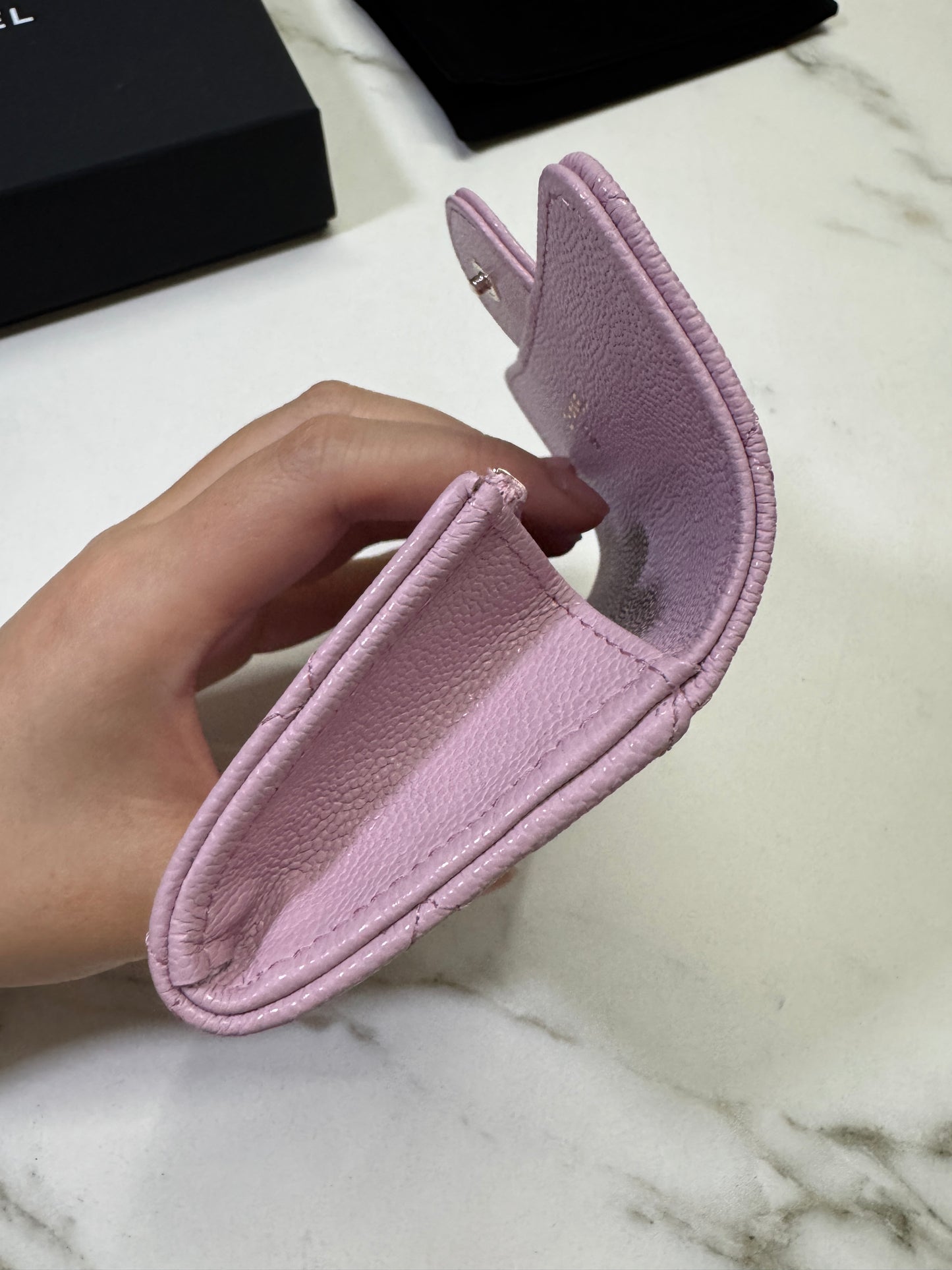 CHANEL 24A粉紫 新版拉鏈 CF Cardholder