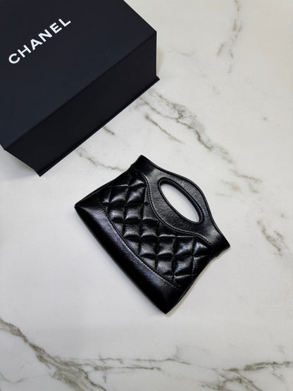 CHANEL 31Bag Nano 黑色油臘羊皮