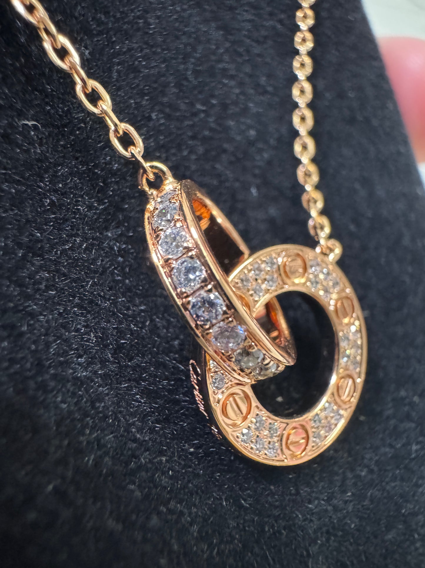 CARTIER Love Necklace 滿天星小圓餅項鏈 玫瑰金