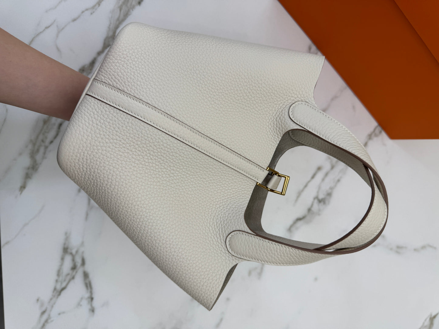 HERMES Picotin 18 奶昔白金扣 Craie GHW