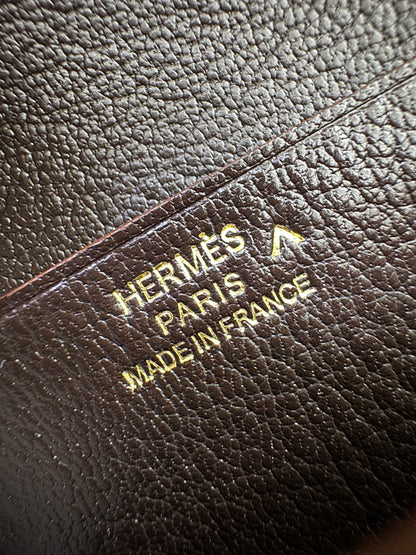 HERMES Bearn Wallet 亮面灣鱷 巧克力色 金扣 Porosus Crocodile Chocolate GHW