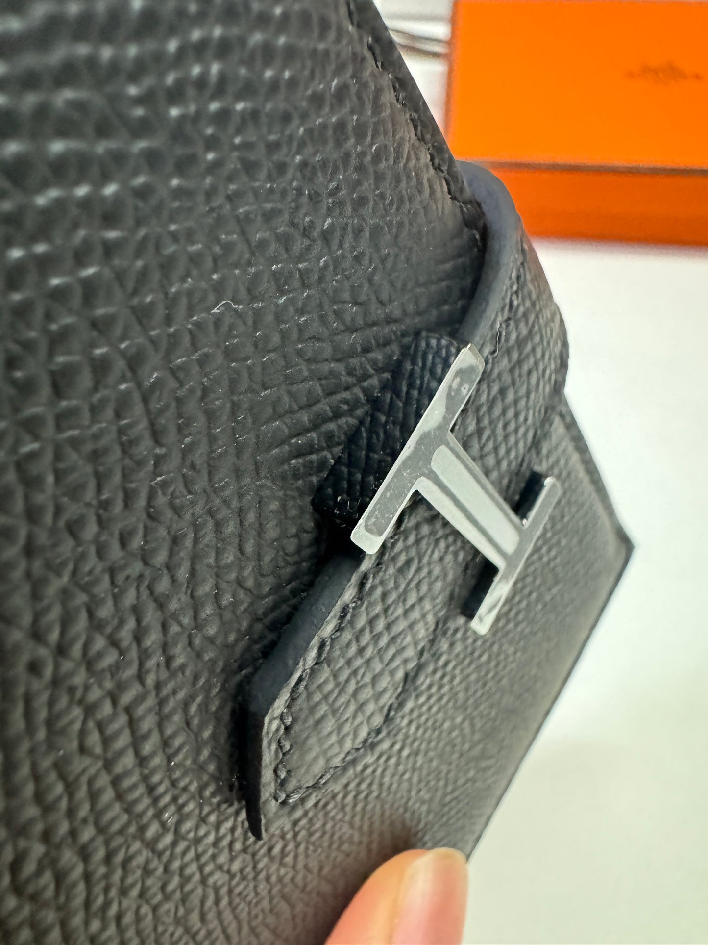HERMES Bearn Compact Wallet 黑銀 短款 Epsom PHW