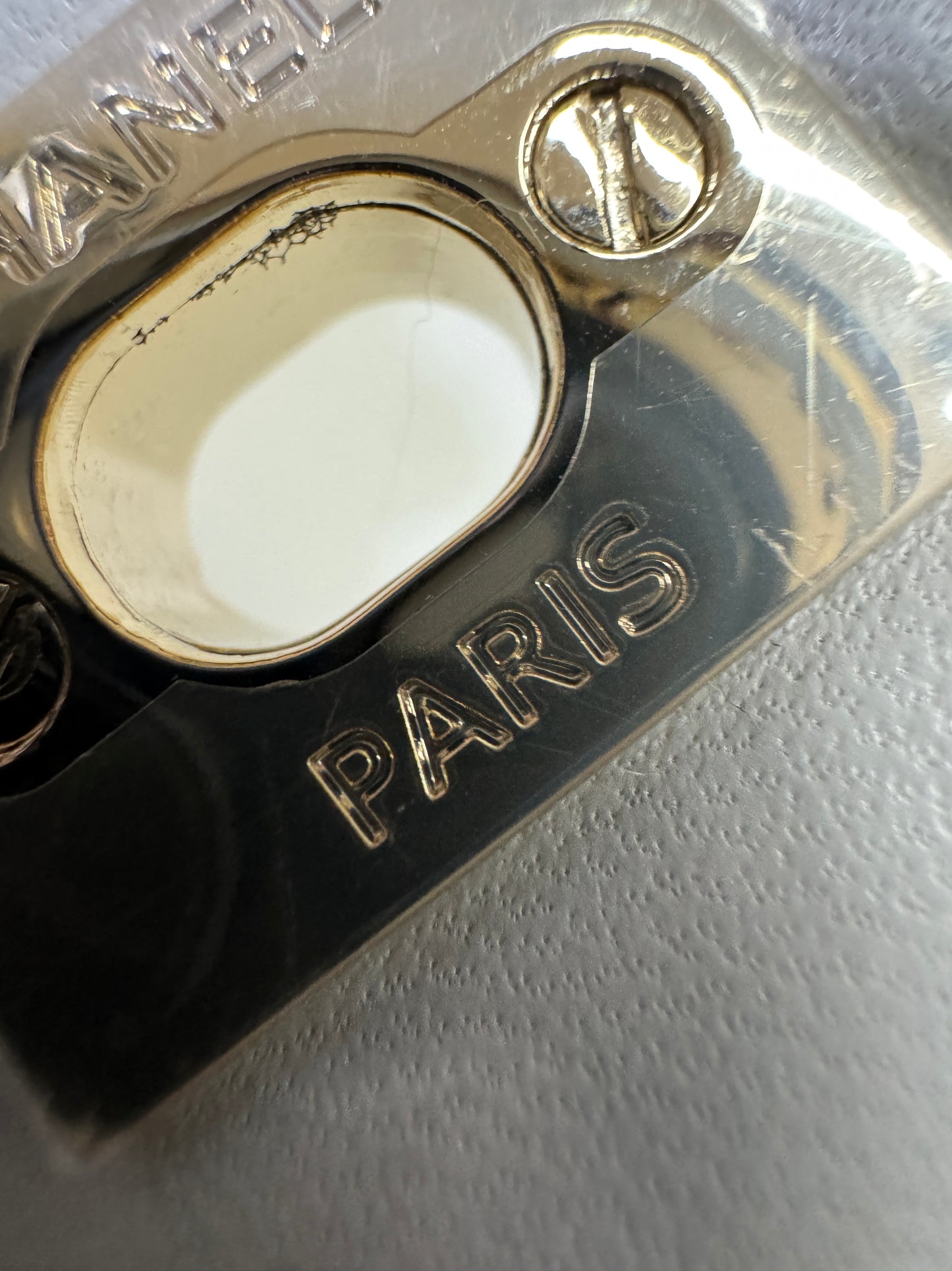 CHANEL Mini CF Handle 25P 淺灰色羊皮