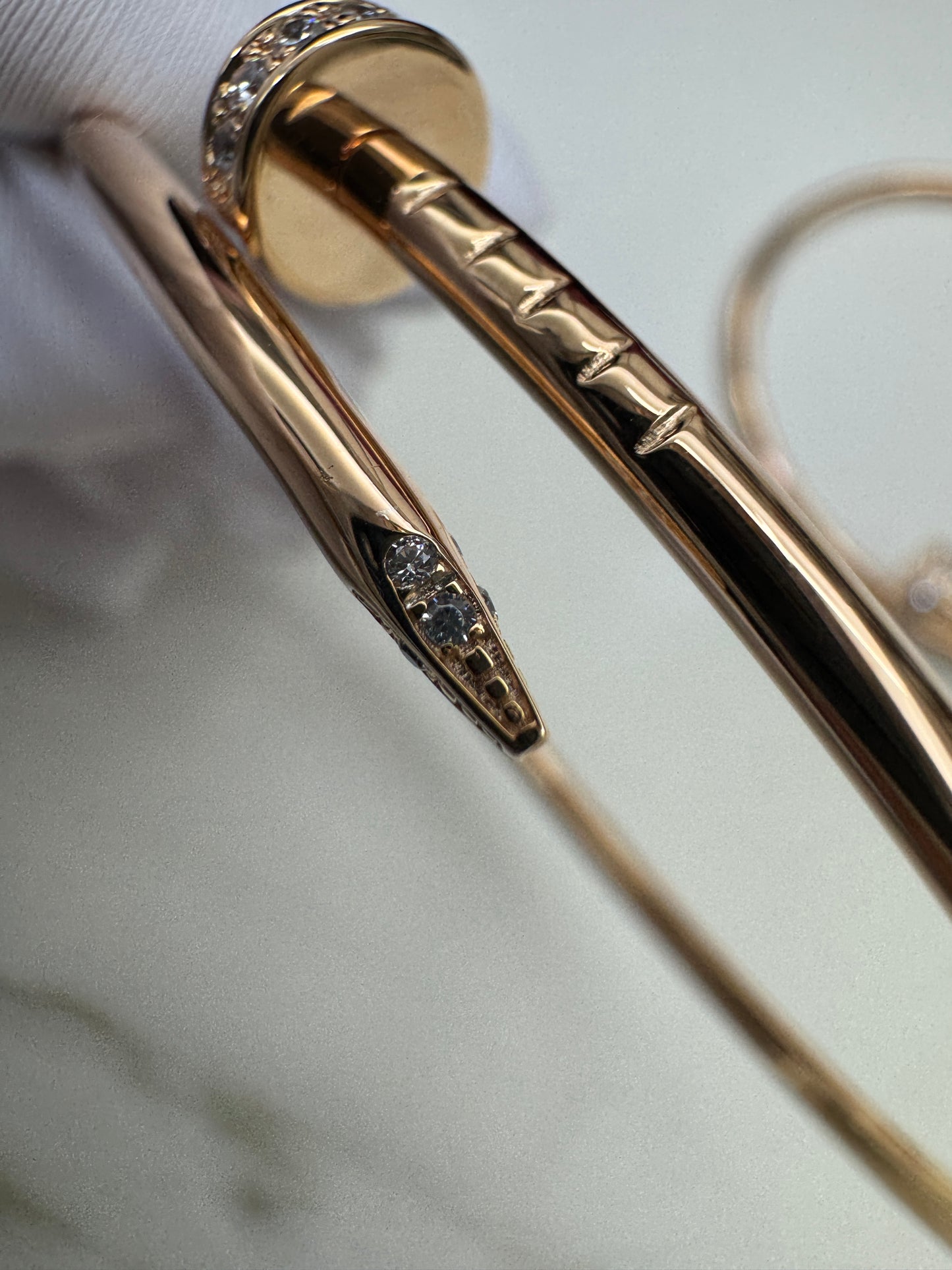 CARTIER Juste un Clou 窄版釘子手鐲 玫瑰金帶鑽