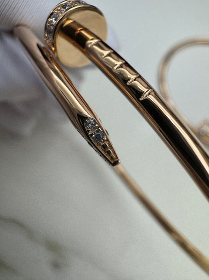 CARTIER Juste un Clou 窄版釘子手鐲 玫瑰金帶鑽