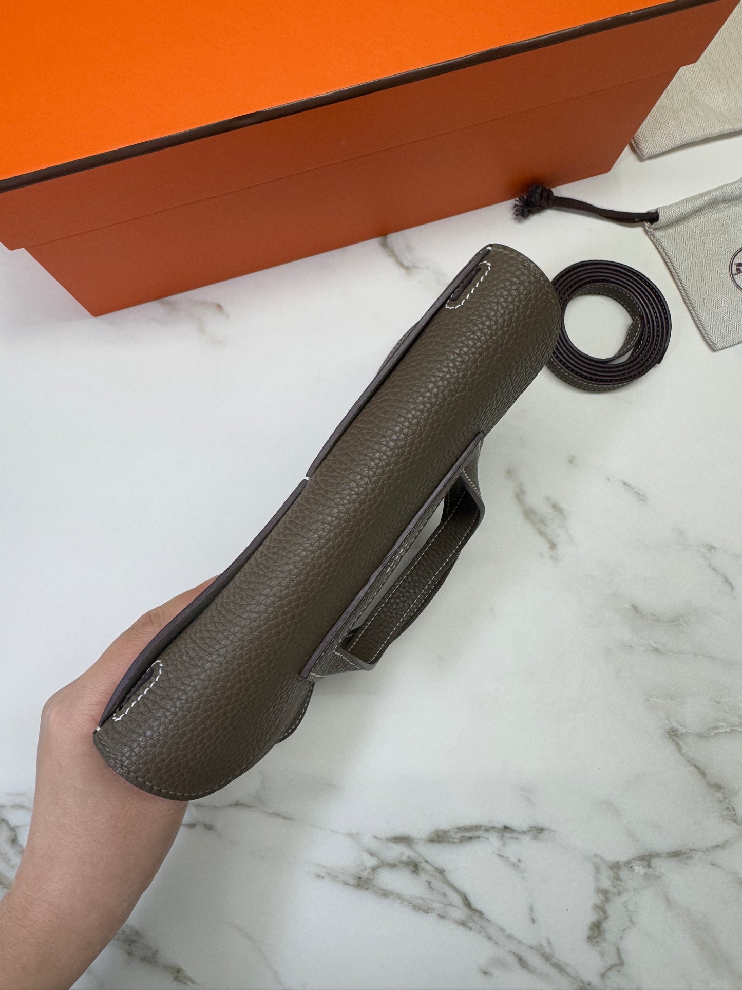 HERMES Halzan 25 大象灰金扣