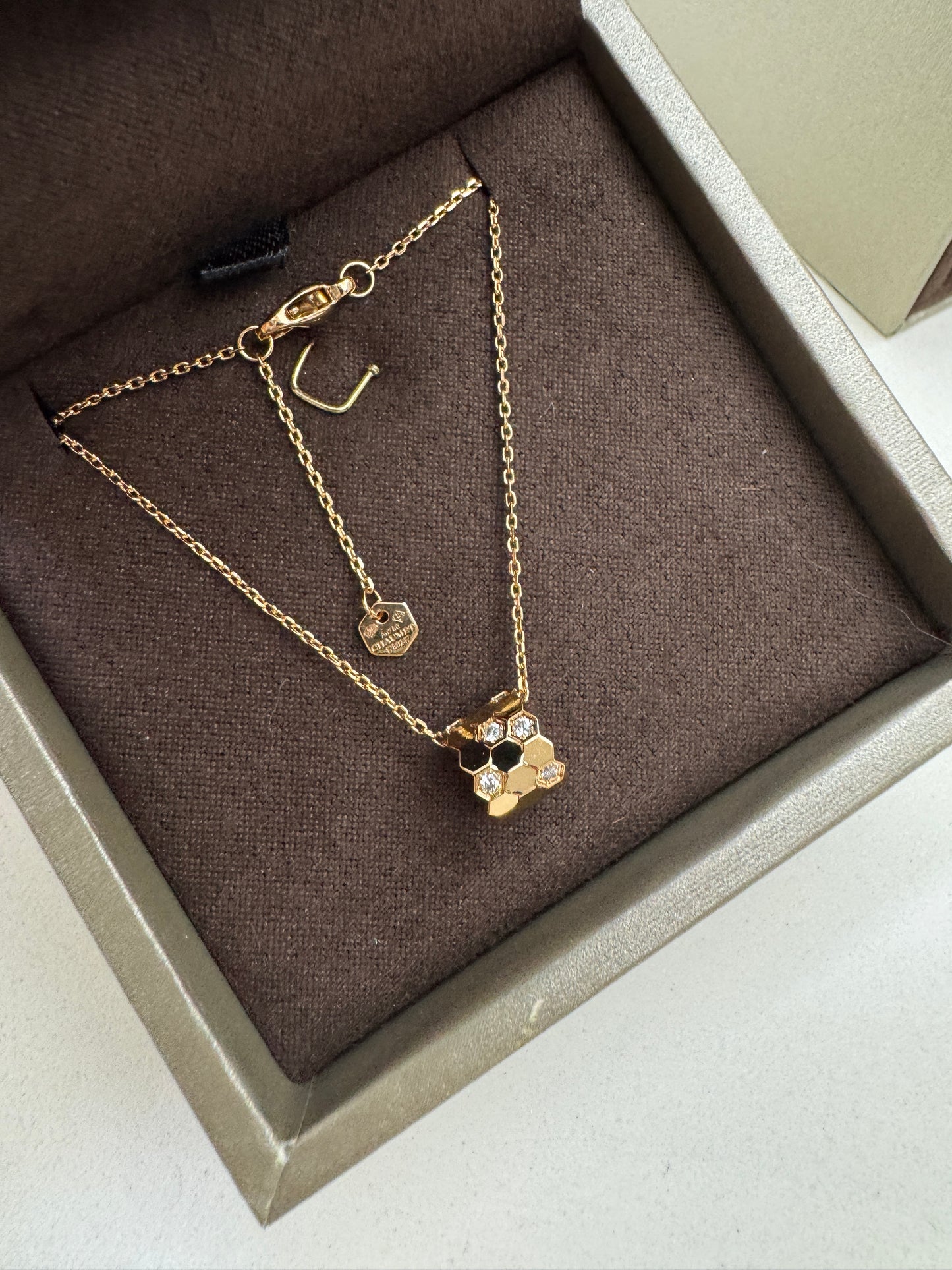CHAUMET Bee My Love 玫瑰金筒形項鏈