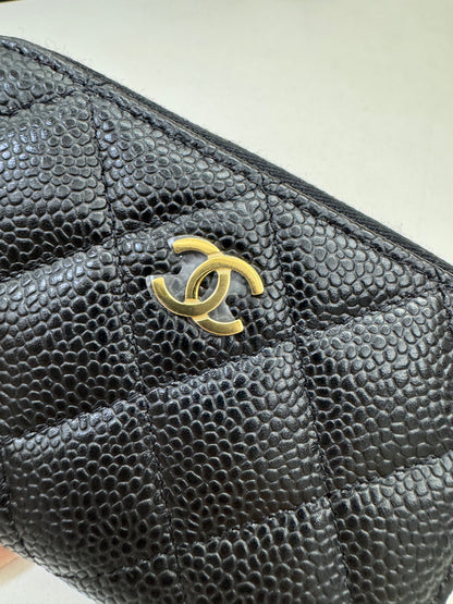 CHANEL 黑金牛拉鏈零錢包 Coin Purse