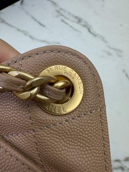 CHANEL Mini 25Bag 奶茶杏荔枝皮 Caviar Calfskin