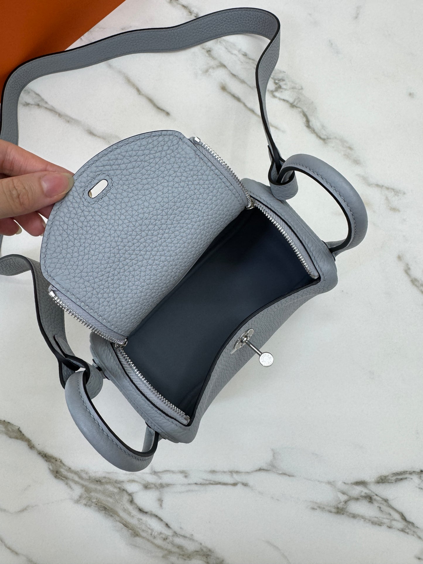 HERMES Mini Lindy II 木偶灰銀扣 TC Gris Platin PHW