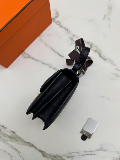 HERMES Mini Constance 黑金 Epsom Noir GHW 新鏡子版