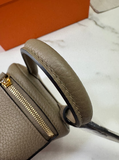 HERMES Mini Lindy II 馬爾淺米 金扣 TC