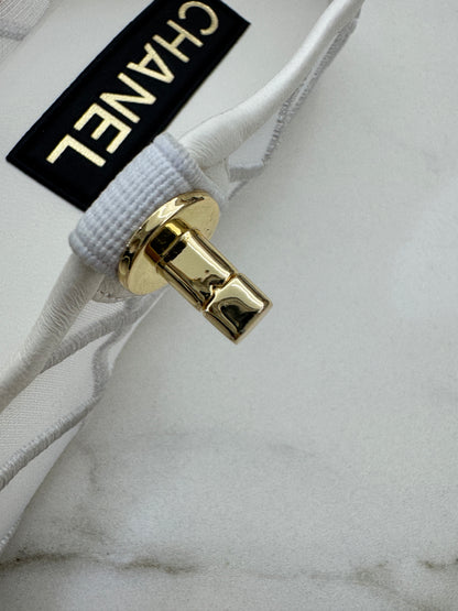 CHANEL 25M Coco Beach 白色網紗 Mary Jane