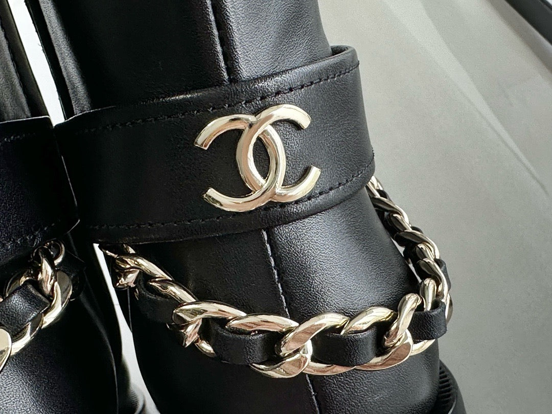 CHANEL 鏈條騎士長靴 23a