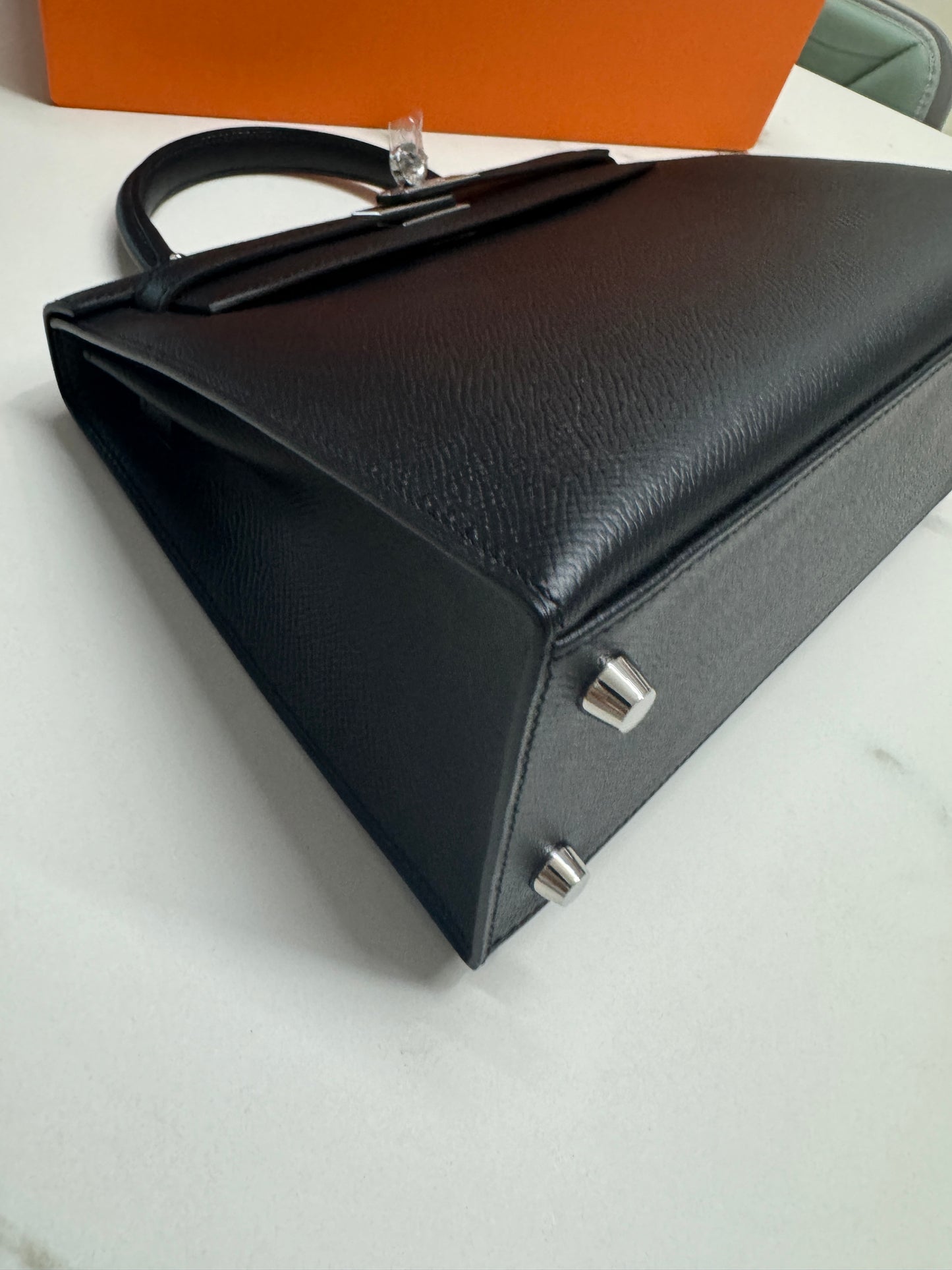 HERMES Kelly 25 黑銀 Epsom Noir