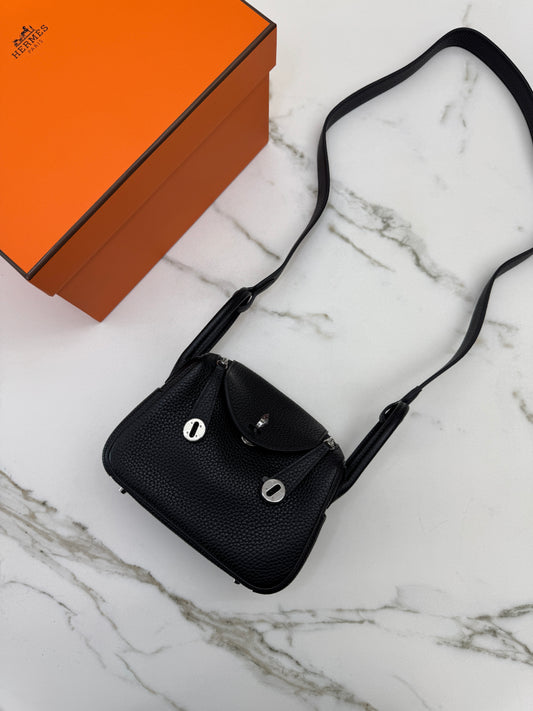 HERMES Mini Lindy 一代 黑銀 Noir PHW