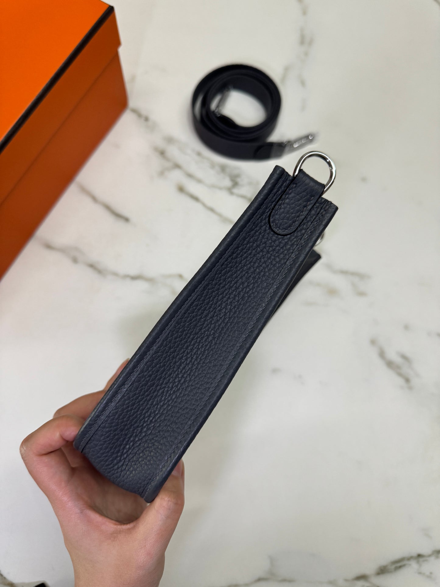 HERMES Mini Evelyn 石板灰銀扣 85 Ardoise PHW