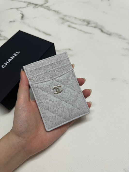 CHANEL 直版Card Holder 淺灰 高級灰 牛皮 淡金扣