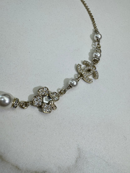 CHANEL 25P 四葉草珍珠項鏈