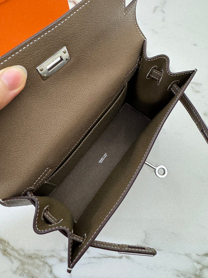 HERMES Kelly Danse 大象灰銀扣 Etoupe PHW