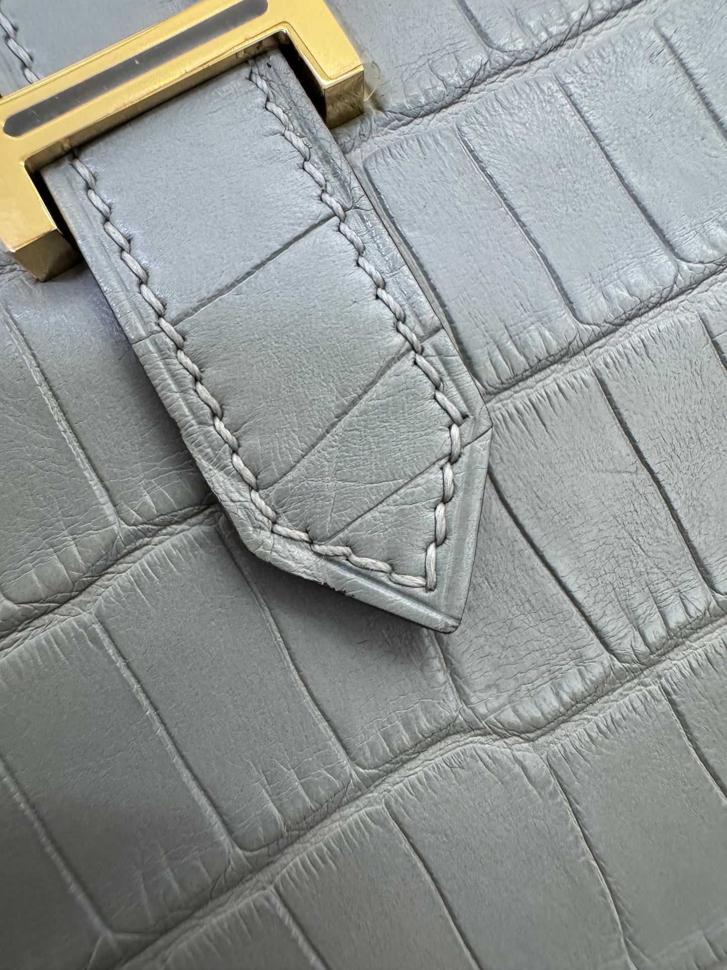HERMES Bearn Compact Wallet 鱷魚皮珍珠灰金扣 Gris Perle Crocodile GHW