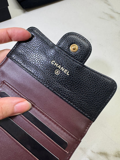 CHANEL CF三摺錢包 黑金牛