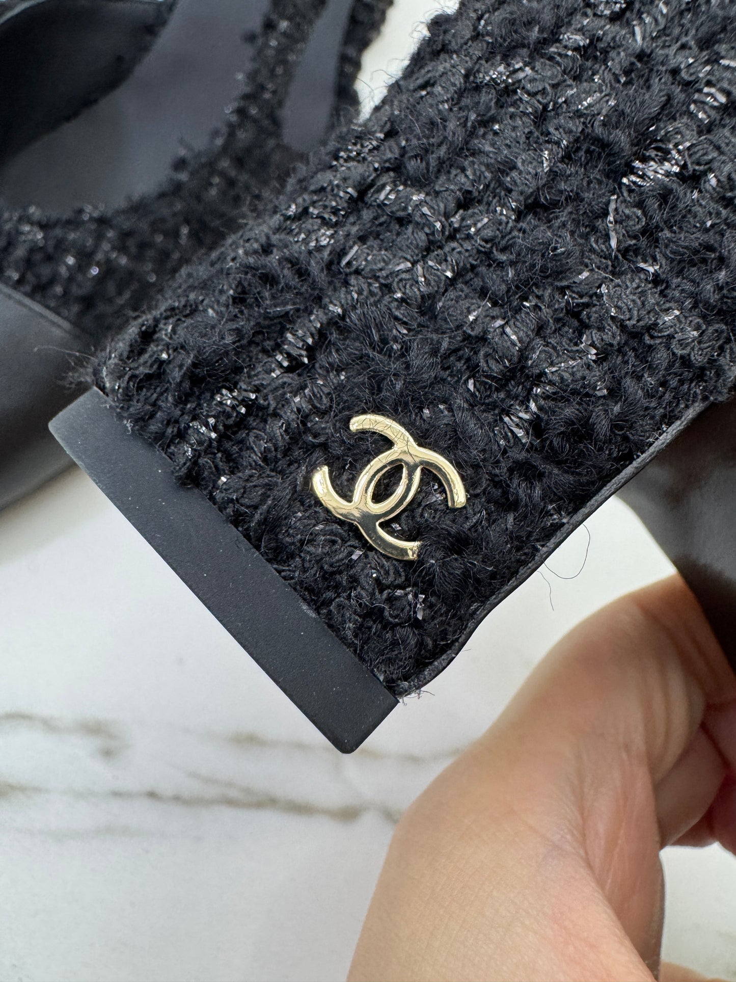CHANEL 25A粗毛呢 Slingback
