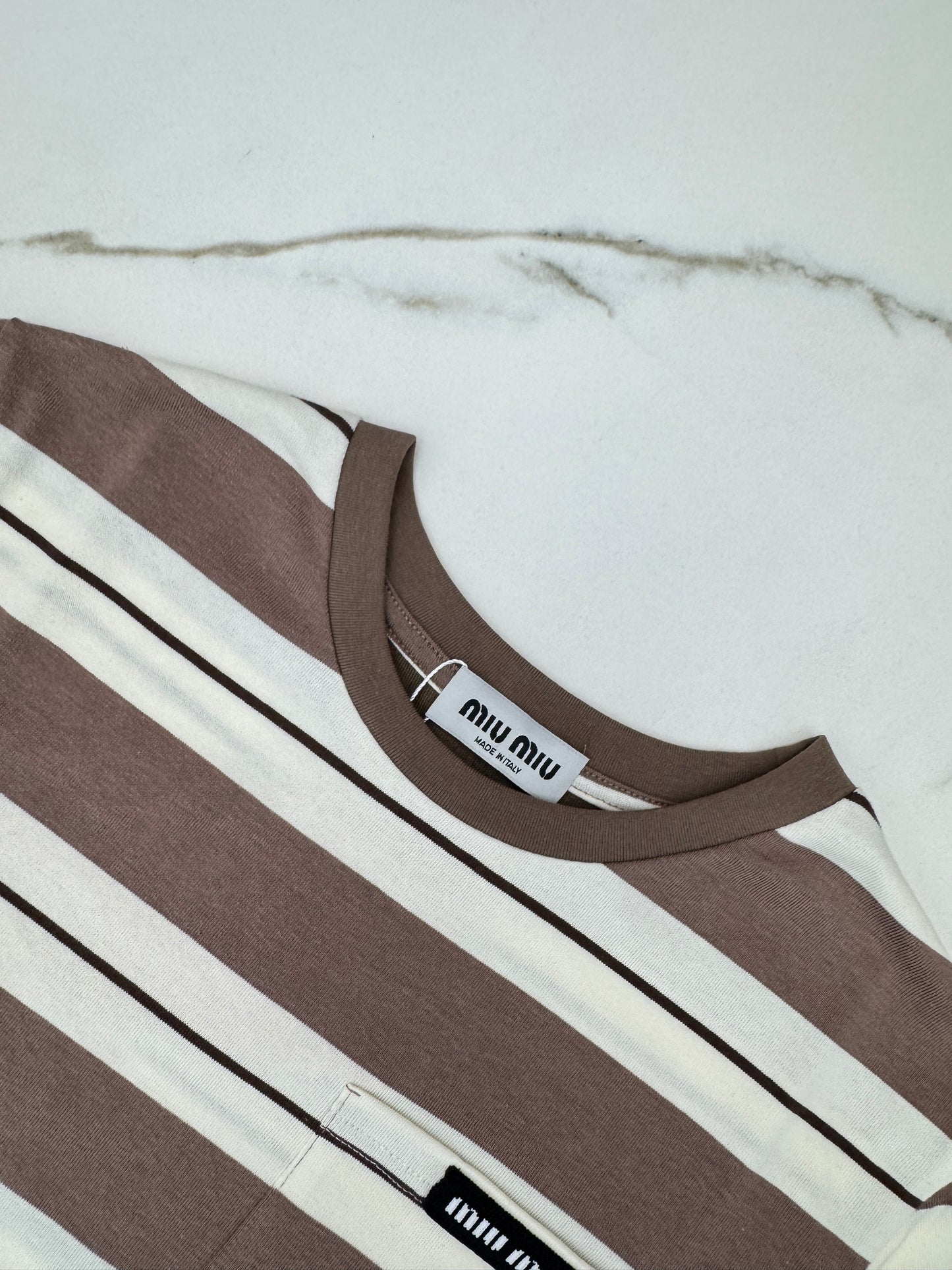 MIU MIU 針織條紋T恤