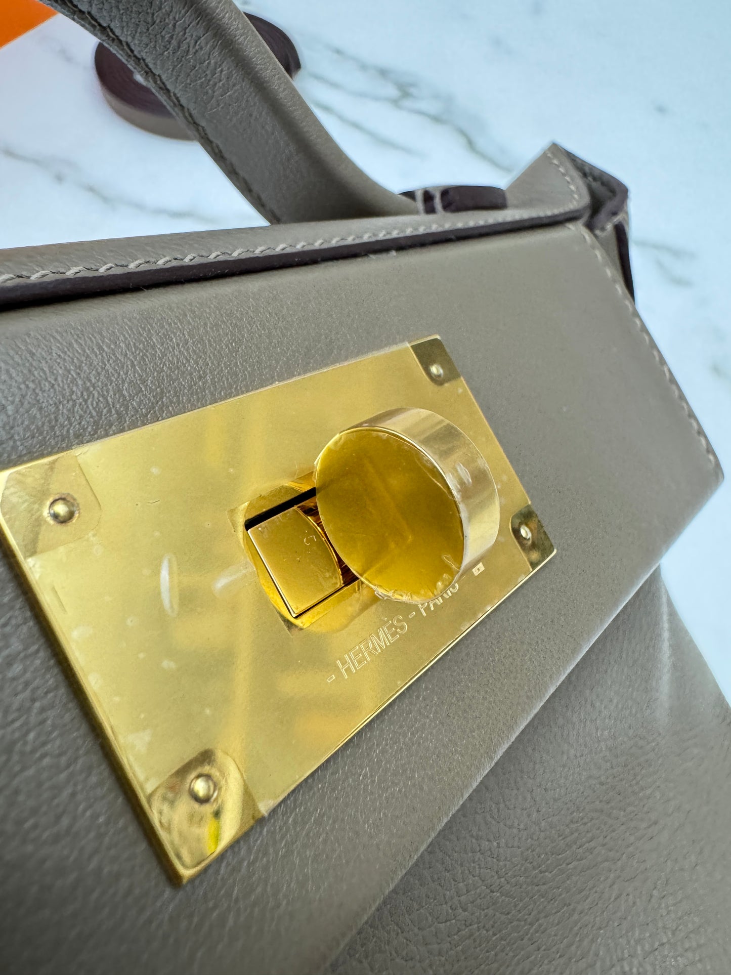 HERMES Mini 2424 大象灰金扣 Evercolor Etoupe GHW