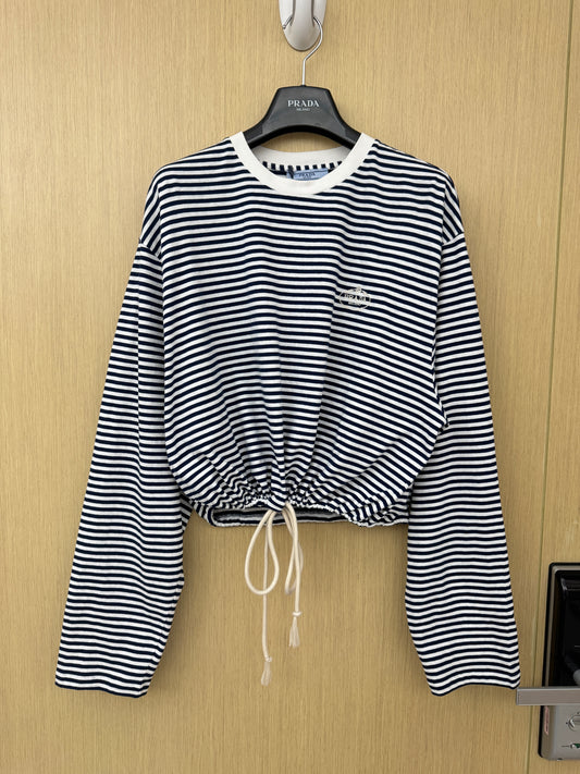 PRADA 條紋抽繩短款上衣 Cropped Top