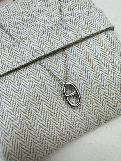 HERMES 豬鼻子項鏈 銀色