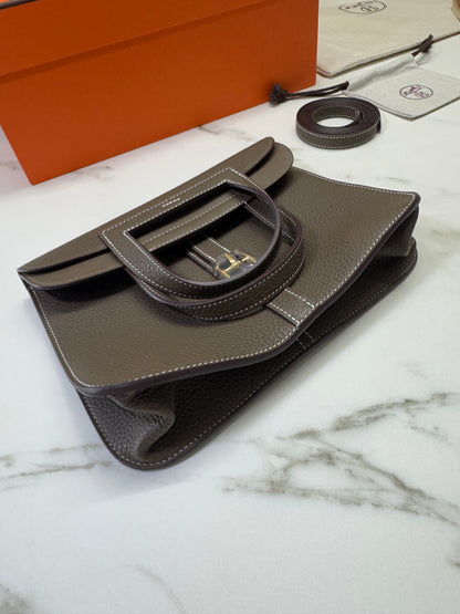 HERMES Halzan 25 大象灰金扣