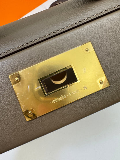 HERMES Mini 2424 大象灰金扣 Evercolor Etoupe GHW