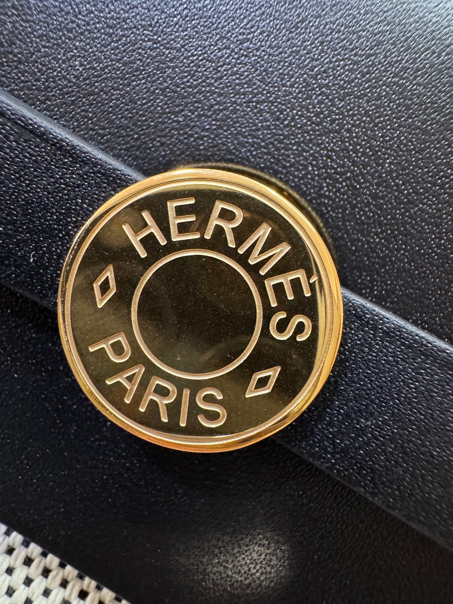 HERMES Mini Herbag 熊貓色 金扣 H Viking 帆布