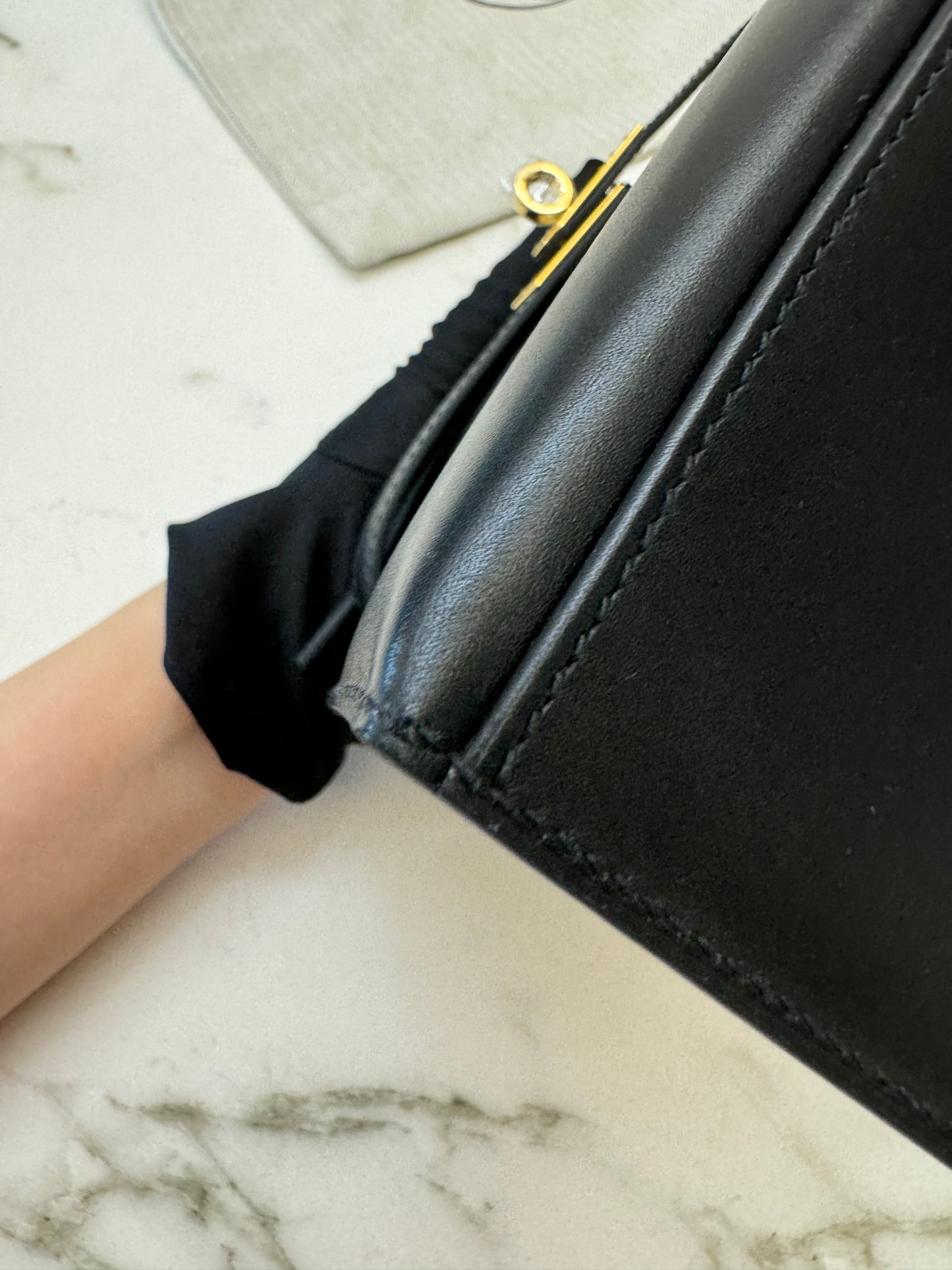 HERMES Mini Kelly I 黑金 Box皮 Kelly Pochette