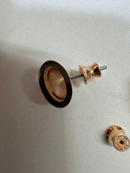 HERMES Pop H 奶茶灰 玫瑰金耳環