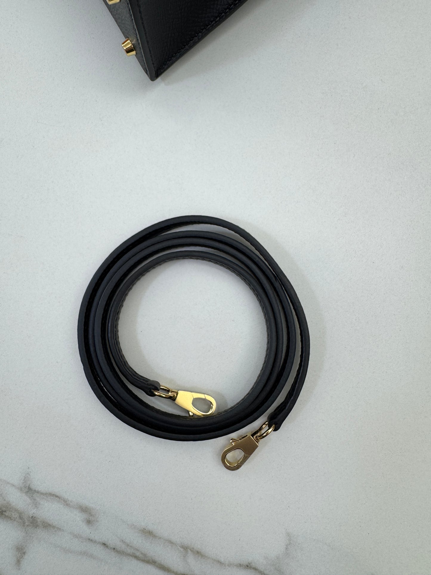HERMES Mini Kelly II 黑金 Epsom Noir GHW