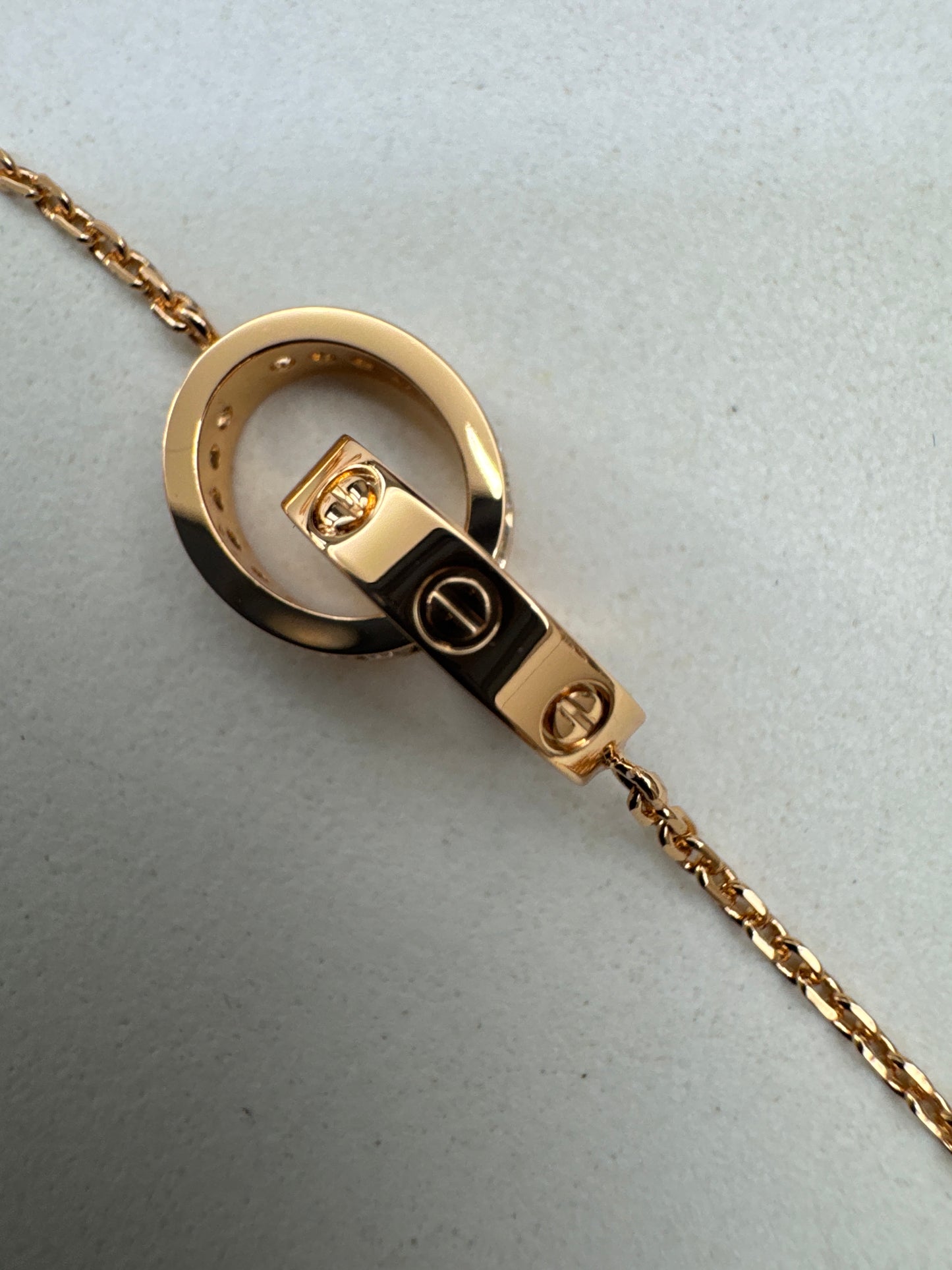 CARTIER Love 雙環項鏈 玫瑰金