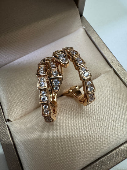 BVLGARI Serpenti 玫瑰金色滿鑽耳環