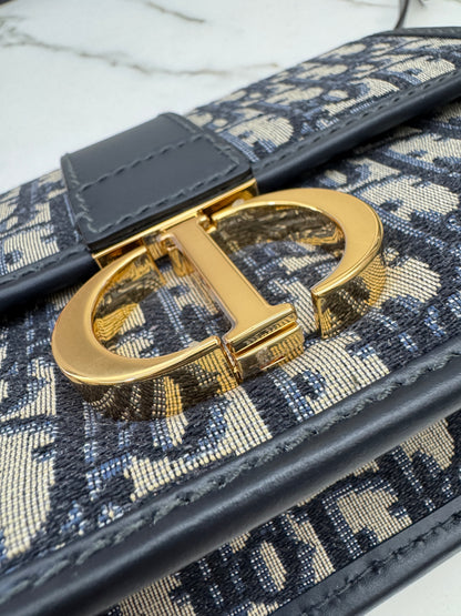 DIOR 30 Montaigne Small Blue Oblique